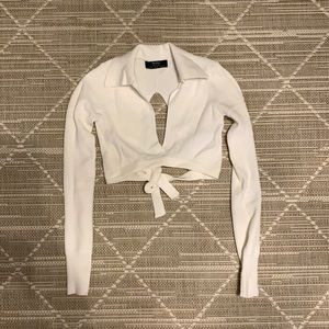 White long sleeve crop top